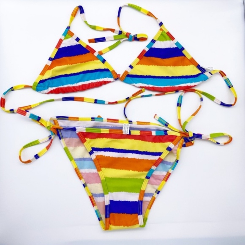 🙋🍍 Classic String Bikini OS Stripes Rainbow